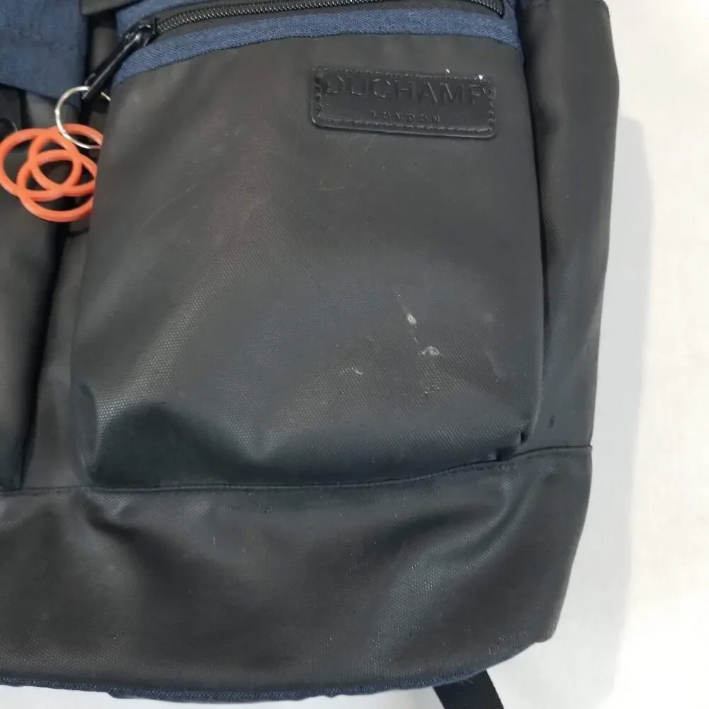 Duchamp London Backpack Navy Blue Black Two Tone Daypack Rucksack Zip Pockets